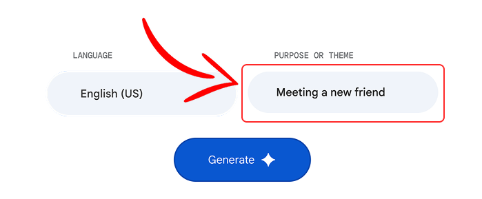 choose the Purpose or Theme field in Tiny Lesson